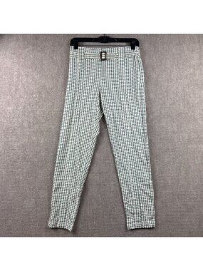 Betabrand High Waist Lite Dress Pants Small Pull On Belted Ponte Knit Gingham